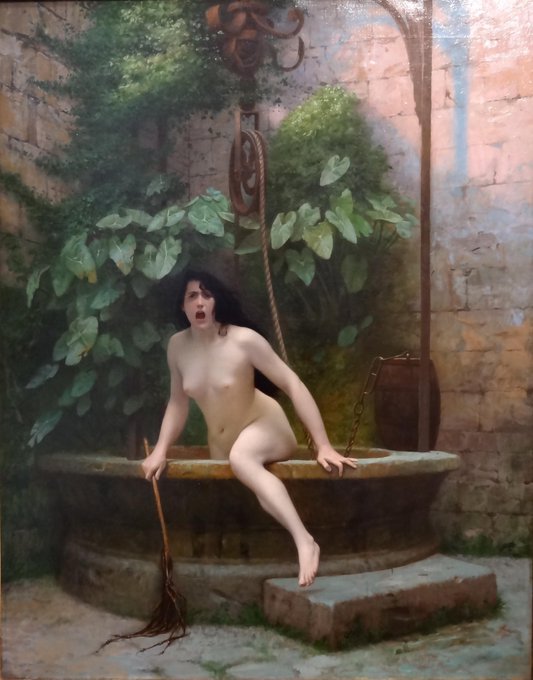 Truth coming from the well armed with her whip to chastise mankind